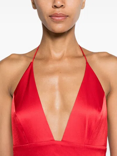 Shop Alice And Olivia Hannah Scarf-detail Maxi Dress In Red