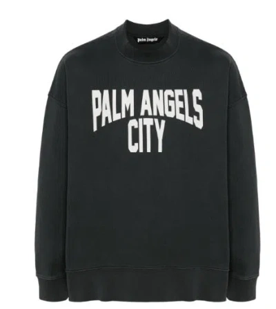 Shop Palm Angels Sweaters In Dark Grey/white