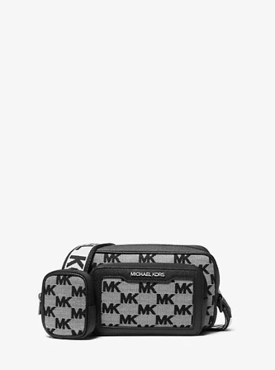 Shop Michael Kors Cooper Logo Jacquard Camera Bag In Black