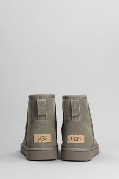 Shop Ugg Classic Mini Ii Low Heels Ankle Boots In Grey Suede In Smoke Plum