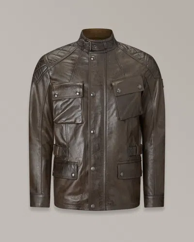 Shop Belstaff Turner Motorcycle Jacket In Dark  Olive