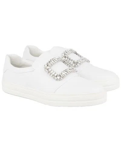 Shop Roger Vivier Sneaky Viv Strass Leather Sneaker In White