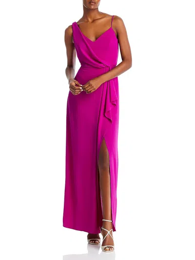 Shop Aqua Womens Crepe Long Evening Dress In Pink
