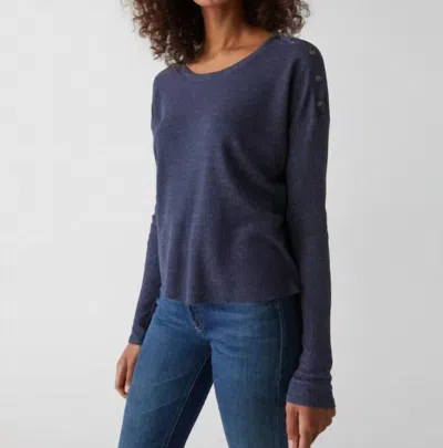 Shop Michael Stars Milo Shoulder Snap Thermal Top In Nocturnal In Blue