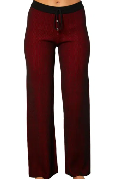 Angel Apparel Two Toned Ribbed Pant In Rouge In Multi