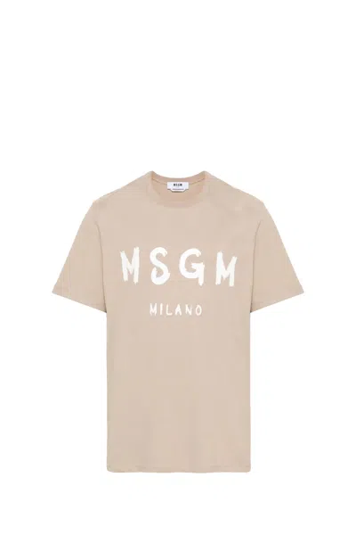 Shop Msgm T-shirt In Beige