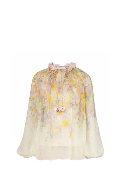 Shop Zimmermann Harmony Floral Print Blouse In Multicolor