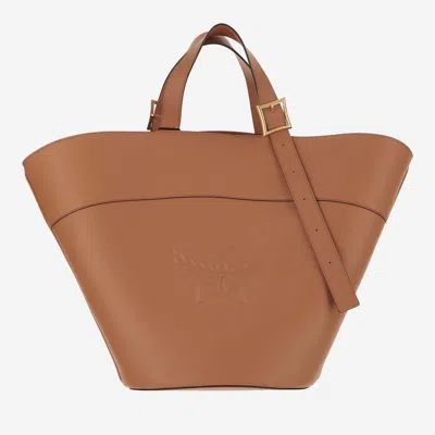 Shop Mcm Himmel Leather Shoulder Bag In Leather Brown
