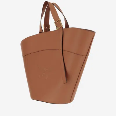 Mcm Large Himmel Leather Tote Bag In Leather Brown