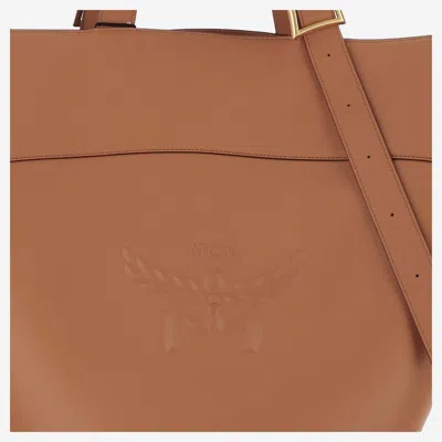 Mcm Large Himmel Leather Tote Bag In Leather Brown