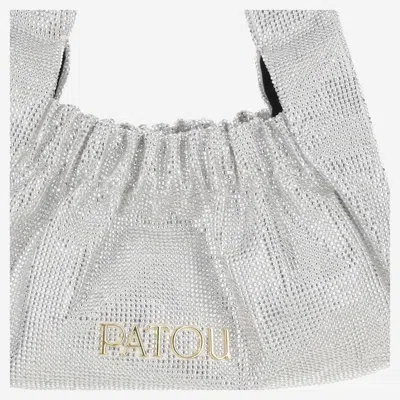 Patou Le Biscuit Satin And Rhinestone Bag In White