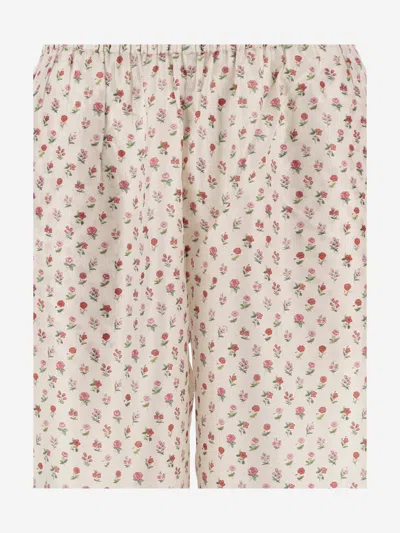 Shop Péro Silk Pants With Floral Pattern In Red