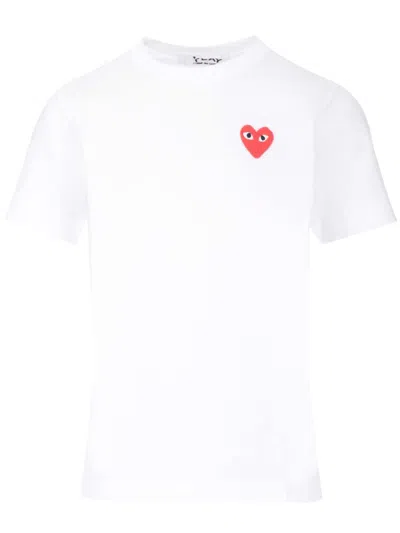 Shop Comme Des Garçons Play T-shirt Bianca Con Cuore Rosso In White