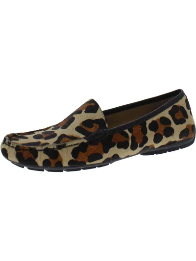 Shop Vaneli Ally Womens Leather Animal Print Loafers In Brown