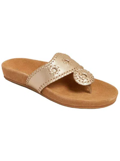 Shop Jack Rogers Jacks Comfort Sandal Womens Leather Slides Footbed Sandals In Silver