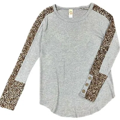 Shop 7th Ray Heather Waffle Top In Gray In Grey