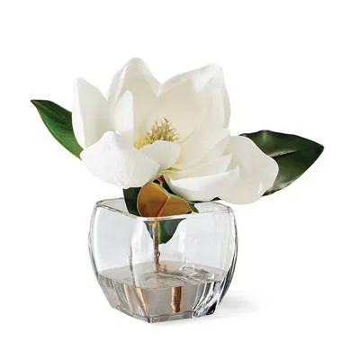 FRONTGATE WHITE MAGNOLIA IN SQUARE VASE 