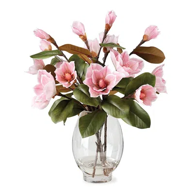FRONTGATE PINK MAGNOLIA STEMS IN GLASS 