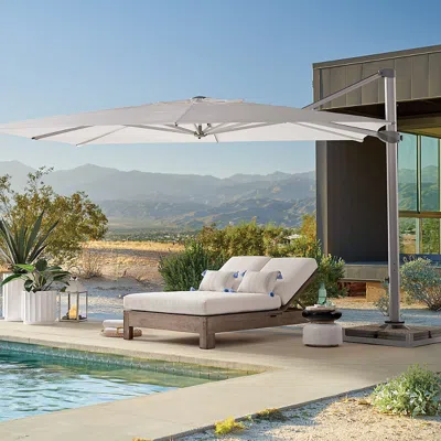Frontgate Altura Led Cantilever Umbrella With Base In Blue