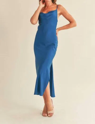 Shop Reset By Jane Silky Midi Dress In Royal Blue