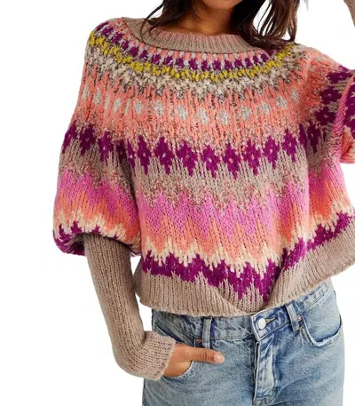Shop Free People Home For The Holidays Sweater In Raspberry Combo In Multi