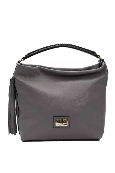 Shop Pompei Donatella Chic Leather Shoulder Women's Bag In Grey