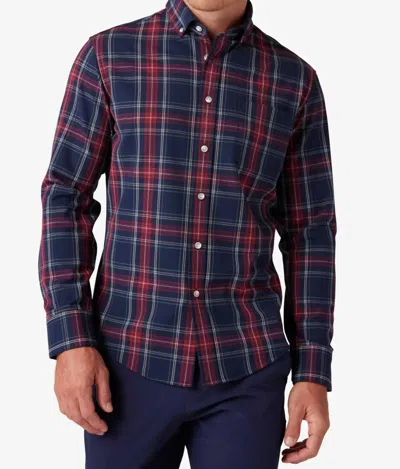 Shop Mizzen + Main City Flannel Shirt In Navy Tartan In Multi