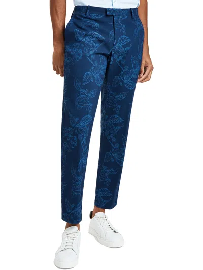 Shop Inc Mens Leaf Print Slim Fit Skinny Pants In Blue