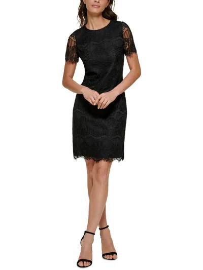Shop Kensie Womens Lace Knee-length Cocktail Dress In Black