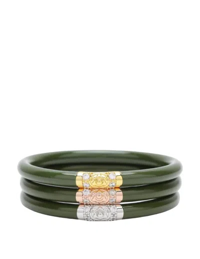 Shop Budhagirl Three Kings All Weather Bangles In Jade In Blue