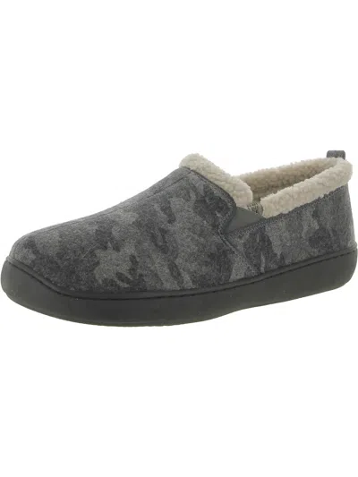 Shop L.b. Evans Roderic Mens Suede Faux Fur Lined Loafer Slippers In Grey