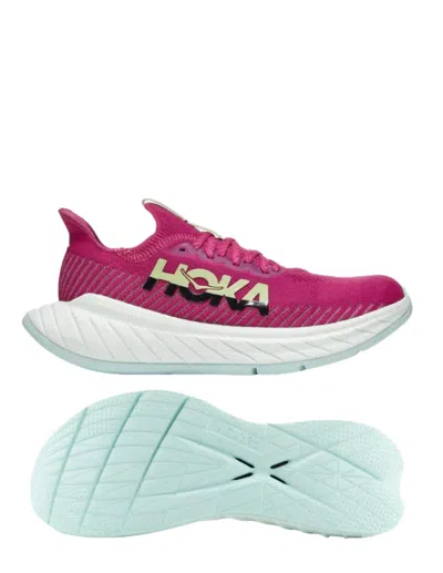 Shop Hoka Women's Carbon X 3 Running Shoes - B/medium Width In Black/fuchsia In Multi