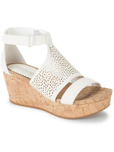 Shop Baretraps Raisie Womens Faux Leather Ankle Strap Wedge Sandals In Multi