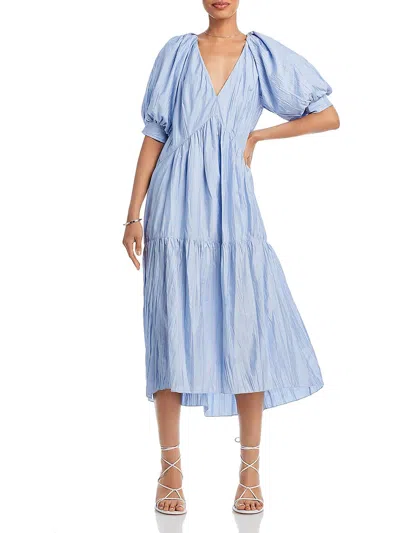 Shop Frame Womens Crinkled V-neck Midi Dress In Blue