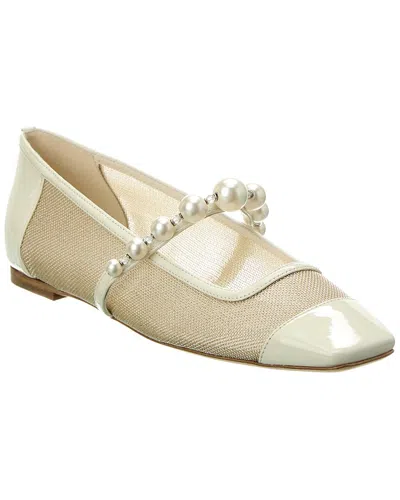 Shop Jimmy Choo Ade Mesh & Leather Flat In White