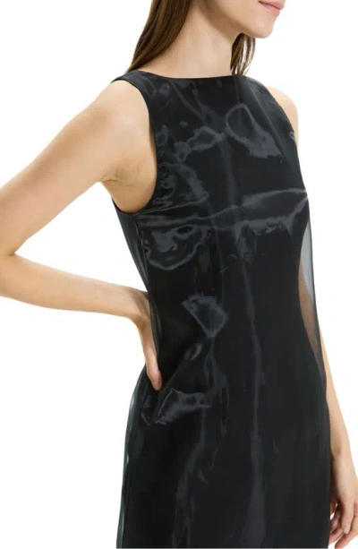 Shop Theory Overlay Sleeveless Linen Blend Dress In Black