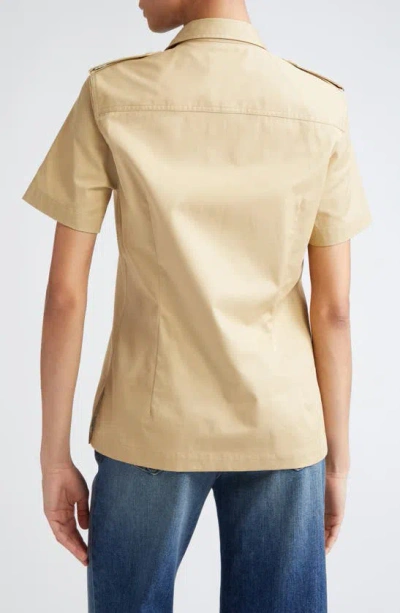 Shop Nili Lotan Natalie Cotton Military Shirt In Desert Khaki