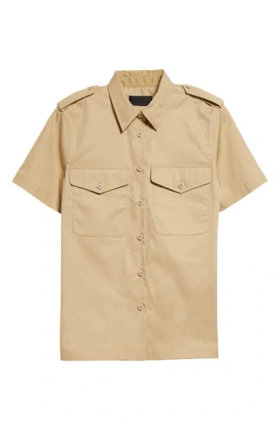 Shop Nili Lotan Natalie Cotton Military Shirt In Desert Khaki
