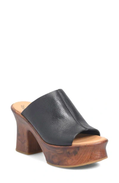 Shop Kork-ease Cassia Block Heel Platform Sandal In Black Leather