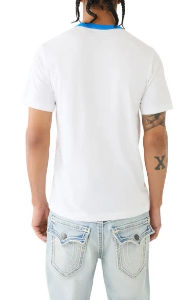 Shop True Religion Brand Jeans Arch Logo Graphic Ringer T-shirt In Optic Whit