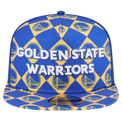 Shop New Era Royal Golden State Warriors Seeing Diamonds A-frame Trucker 9fifty Snapback Hat