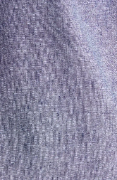 Shop Anne Klein Button Shoulder Linen Blend Top In Blue/ Bright White