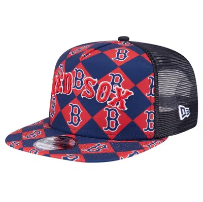 Shop New Era Navy Boston Red Sox Seeing Diamonds A-frame Trucker 9fifty Snapback Hat