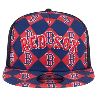 Shop New Era Navy Boston Red Sox Seeing Diamonds A-frame Trucker 9fifty Snapback Hat