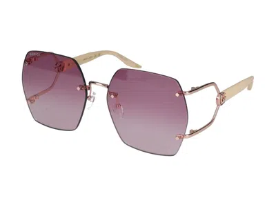 Shop Gucci Sunglasses In Gold Ivory Violet