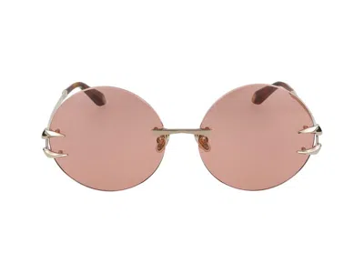 Shop Roberto Cavalli Sunglasses In Glossy Clear Gold
