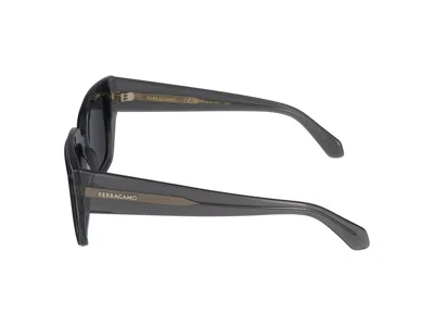 Shop Ferragamo Salvatore  Sunglasses In Transparent Grey/black