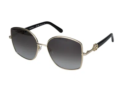 Shop Ferragamo Salvatore  Sunglasses In Gold/grey Gradient