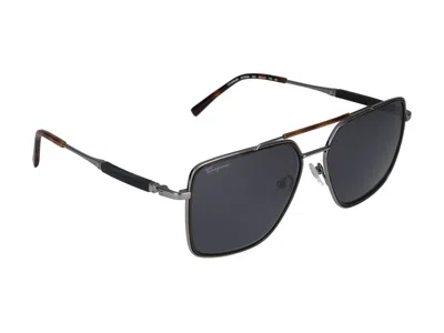Shop Ferragamo Salvatore  Sunglasses In Dark Ruthenium/brown