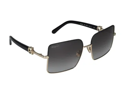 Shop Ferragamo Salvatore  Sunglasses In Gold/black